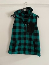 Ralph Lauren Chaps Gilet Green Black Zip Fleece Used Women's Size Petite S ?