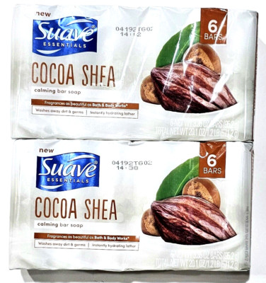 2 Packs Suave Essentials Coca Shea Calming Bar Soap 12 Total Hydrating