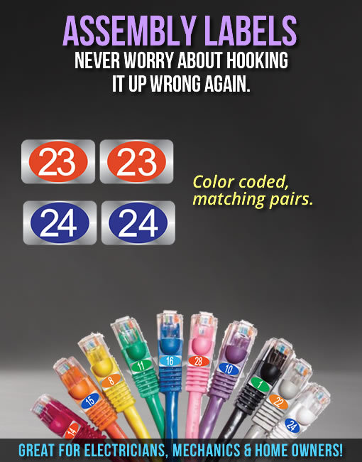 "Easy Read" Connection Labels for Coaxial Cables Computer Ports