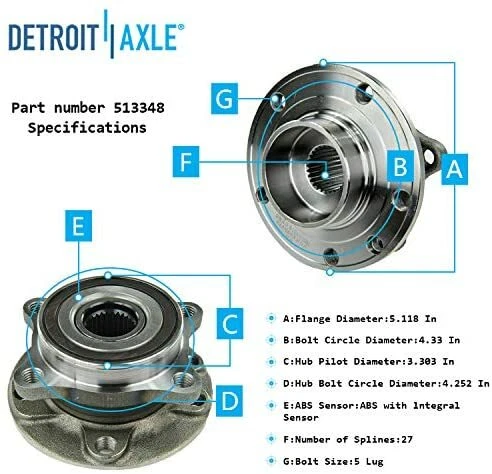 Bujes de cojinete de rueda delantera para Dodge Dart 2013-2016 2015-2017 Chrysler 200 Foto 3 de 4