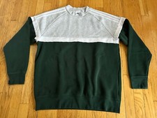 Vintage 80s 90s Adidas Trefoil Green Gray White Crewneck Sweatshirt - Men's L
