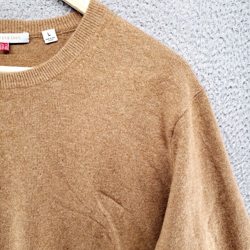 Uniqlo 100% Cashmere Sweater Womens L large Beige Crew Neck Long Pullover Jumper - Picture 12 of 24