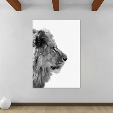 Lion Side On - Portrait - Canvas Wall Art Rolled Print - Various Sizes 