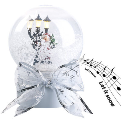 infactory Schneekugel mit singendem Weihnachtsmann, berührungsaktiv, LED-Laterne
