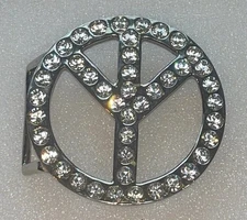 Peace Sign Symbol Belt Buckle Bling Rhinestone Sparkly Bling New