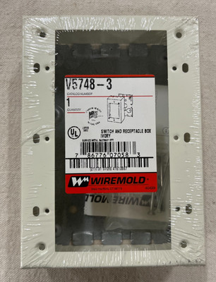 Wiremold V5748-3 3 Gang Ivory Switch & Receptacle Box. New in Factory Package