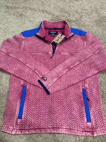 Chubbies The Let Me Pink Blue 1/4 Zip Quilted Jacket Fleece Sweater Men’s M Nwt - product listing photo
