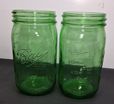 2 Ball Perfection Green Mason Jar Pint 1913-1915 100 Years American Heritage USA