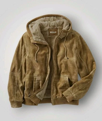 Carbon2Cobalt Spyglass Suede Hoodie Jacket L Wheat Brown Sherpa Lined video thumbnail