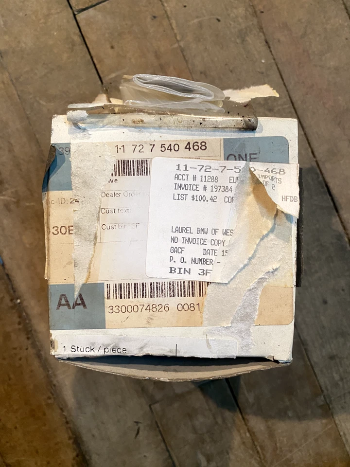 BMW 525i y 530i 2001-2003 OEM nuevo stock antiguo válvula de aire con junta 2,5 L 11727540468 Foto 4 de 4