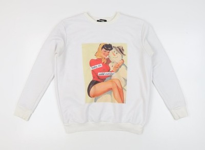 Missguided Damen Pullover weiß Vintage Grafik Sweatshirt