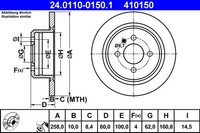 2X Ate Bremsscheibe 24.0110-0150.1 FüR Bmw E30 E21 3Er Touring 316 Ecotronic 318