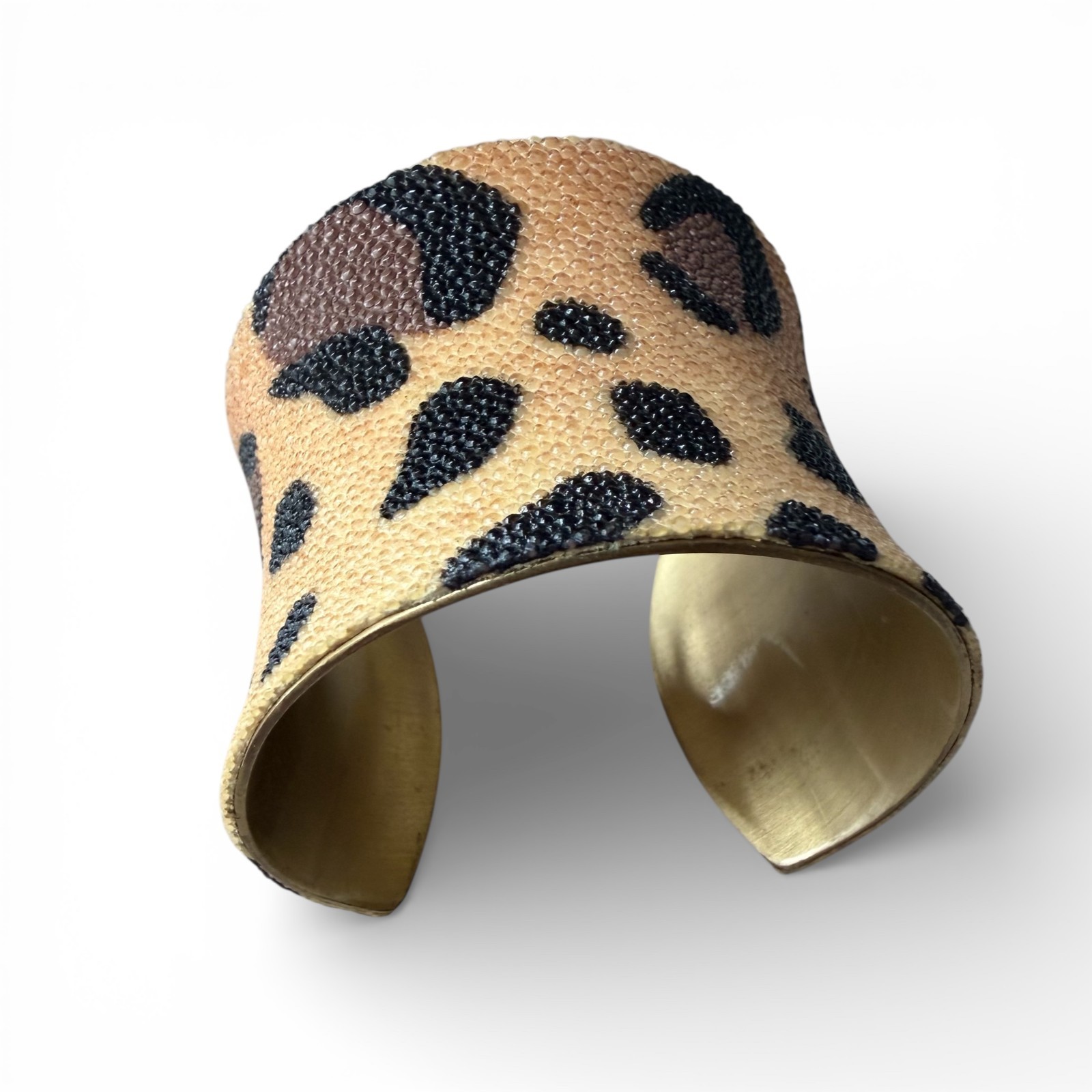 Rustic Cuff Leopard Print Bangle Cuff Bracelet Te… - image 1