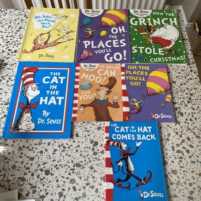 Dr Seuss Books Bundle How the Grinch Stole Christmas Oh The Places You ll Go x7