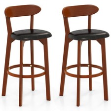 30.5" Bar Stool Set of 2 w/ Curved Backrest  Footrest Counter Height Stools