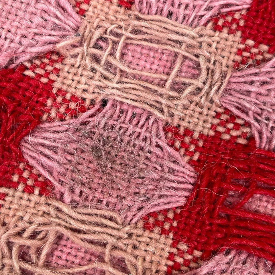 Maria La Rosa Woven Tote Shoulder Bag Leather Trim Red Pink Italy Y2K Boho - Image 4 of 4