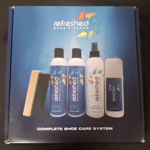 Refreshed Shoe Care Kit w/ Cleaner & Conditioner, Brush, Sponges
