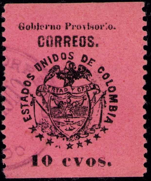COLOMBIA - CUCUTA - 10c USED STAMP W/ PRINTING VARIETIES - Sc 178a - 1900 RRR