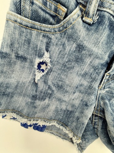 (2) Justice • Girls • Size 8 Slim(8S) • Denim Shorts • American Flag • Acid Wash - Picture 6 of 11