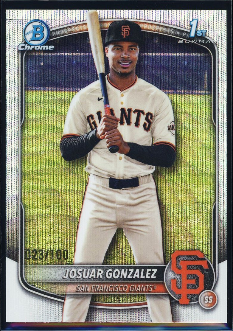 Josuar Gonzalez 2025 Bowman Chrome #BCP-153 1st Wave Refractor /100 Giants