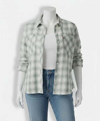 Levi's Womens Green Harrison Plaid Button-Down Raglan Shirt Plus Size 3X