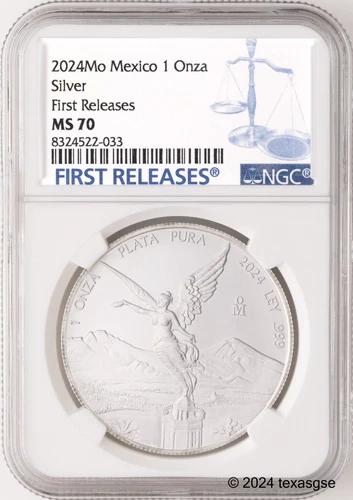 2024 Silver Mexican Libertad 1oz Coin NGC MS70 First Release