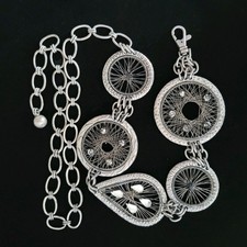 Chico's Dreamcatcher Belt Fits To 40" Metal Adjustable Chain Bold Accent Belt