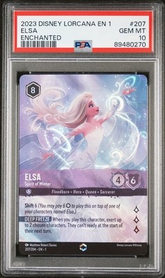 Disney Lorcana エルサ #207 Gem Mint 10 Disney Lorcana Elsa Spirit of Winter 207/204 Enchanted PSA 10 GEM