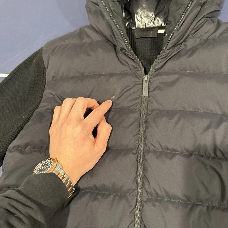 $1,150 RETAIL Moncler Cardigan Tricot Logo Hooded Jacket Men Size Medium Black - Image 4 of 4