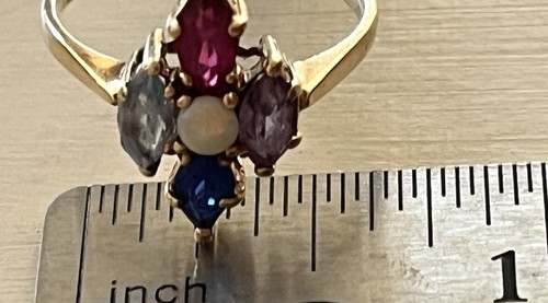 10k Ring with 4 Colored Stones and Opal - Foto 11 di 12