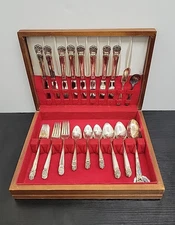 Vintage Rogers Bros Eternally Yours 50 PC Sterling Silverplate Flatware in Box