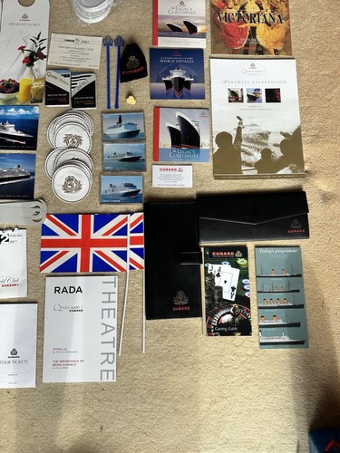 Cunard Memorabilia Bundle Job Lot Various Cruises Pin Badge Document Wallet DVDs - Picture 9 of 10