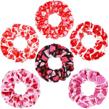 6 Pieces Valentine Hair Scrunchies Love Heart Hair Ties Hairs Rope Valentine Rom