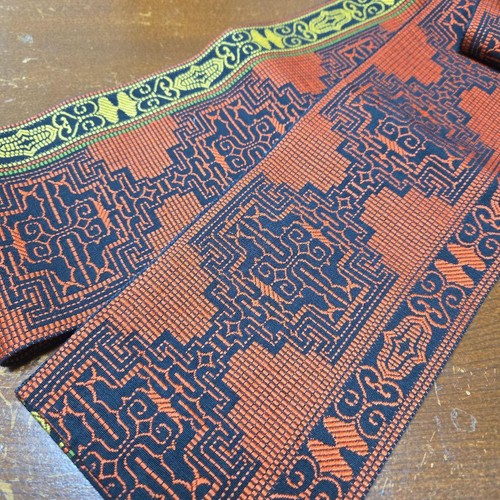 Obi demi-largeur style Ainu - Ceinture kimono réversible tenue traditionnelle événement - Photo 7/7