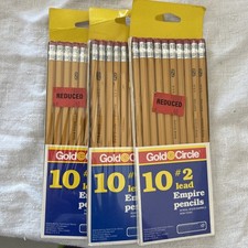 (Lot of 3) Vtg GOLD CIRCLE Empire Pencils 10 Pack Each USA MADE real wood