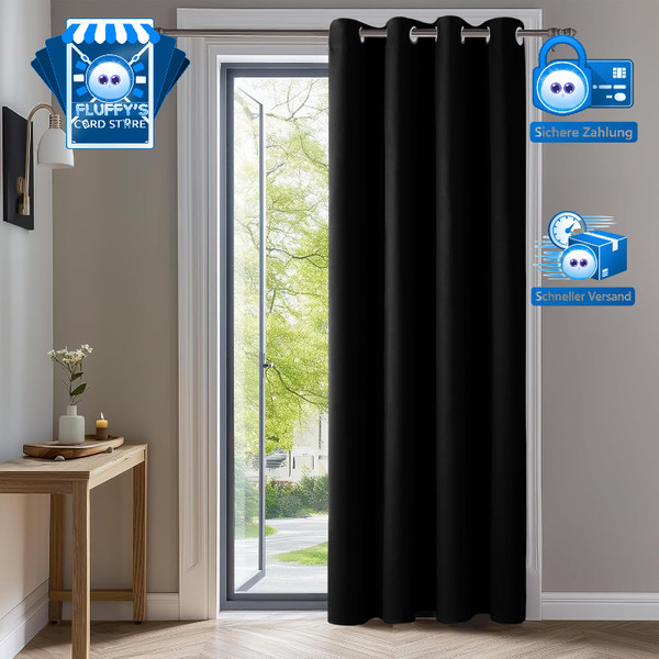Verdunkelungsvorhang Mit ÖSen KäLteschutz WäRmeisolierend Schwarz 240X140 Cm 1-image