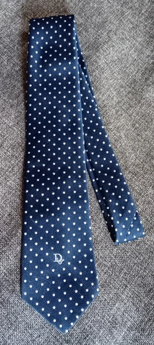 Cravatta abito anni 70 80 90 Y2K uomo Christian Dior Kleinhans blu 54 pollici