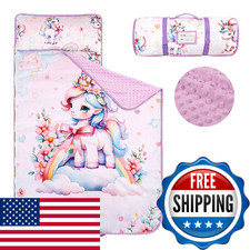 Toddler Nap Mat with Removable Pillow  Soft Minky Blanket, HNHUAMING Extra Larg