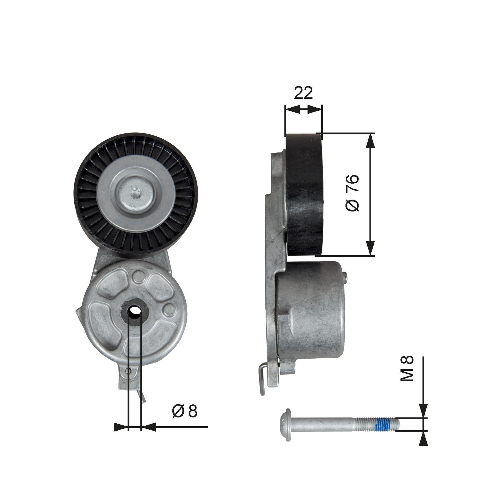 Aux Belt Tensioner T39141 Gates Drive V-Ribbed 1567809 8G9Q6A228AA 1425510 New - Image 12