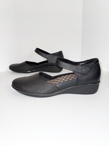 Scarpe comode REVERE Osaka Mary Jane mocassino in pelle nero cuscino orto largo 12 - Foto 13 di 15
