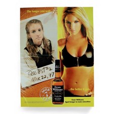 2004 Evan Williams Bourbon Print Ad Sexy Blonde Woman Polaroid Aged 7 Years Bar
