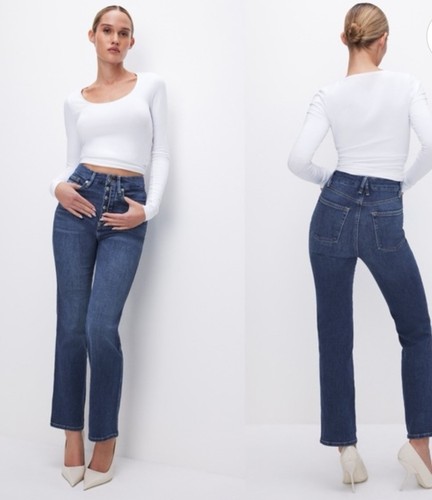 Good American Jeans 10 Good Curve Straight Leg Indigo 593