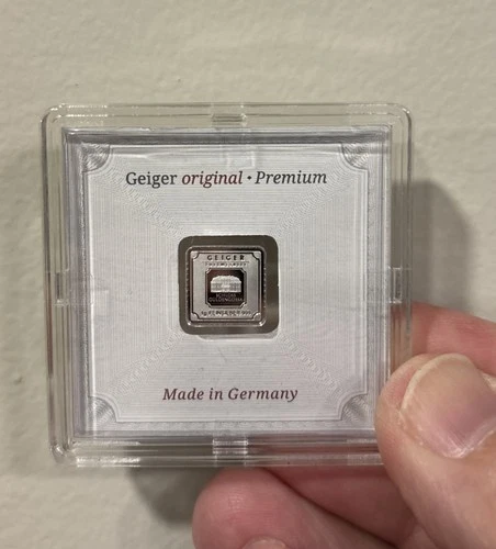 1-Gram Geiger Silver Bar (In Square Assay) 999.9 Fine - Security Feature Gift💥