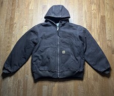 Carhartt Washed Duck Active Jacket Quilt Lined Mens Large J130 DKB Dark Brown