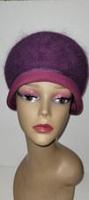 NEUMANN ENDLER Wool Vintage Cloche Hat Purple with Grosgrain Ribbon Accent