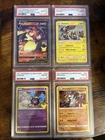 PSA10 Lance’s Charizard V SWSH133. PSA8 Zekrom10/25, Cosmog13/25 & Groudon 17/25