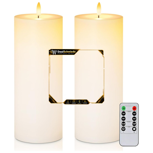 Flammenlose Kerzen LED 10,2X25,4Cm Weiß Batteriebetrieben Mit Fernbedienung-image