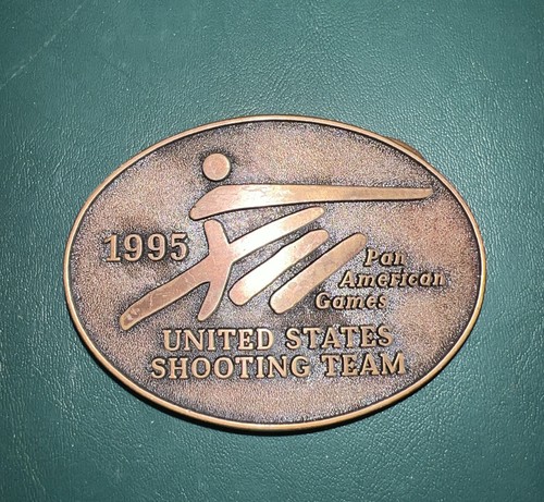 Vintage 1995 Pan American Games United States Shooting Team Gürtelschnalle, oval - Bild 1 von 2