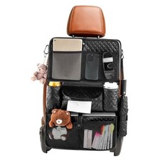 Car Seat Organizer with Foldable Table Tray - 11 Storage Pockets 1 Pack Black