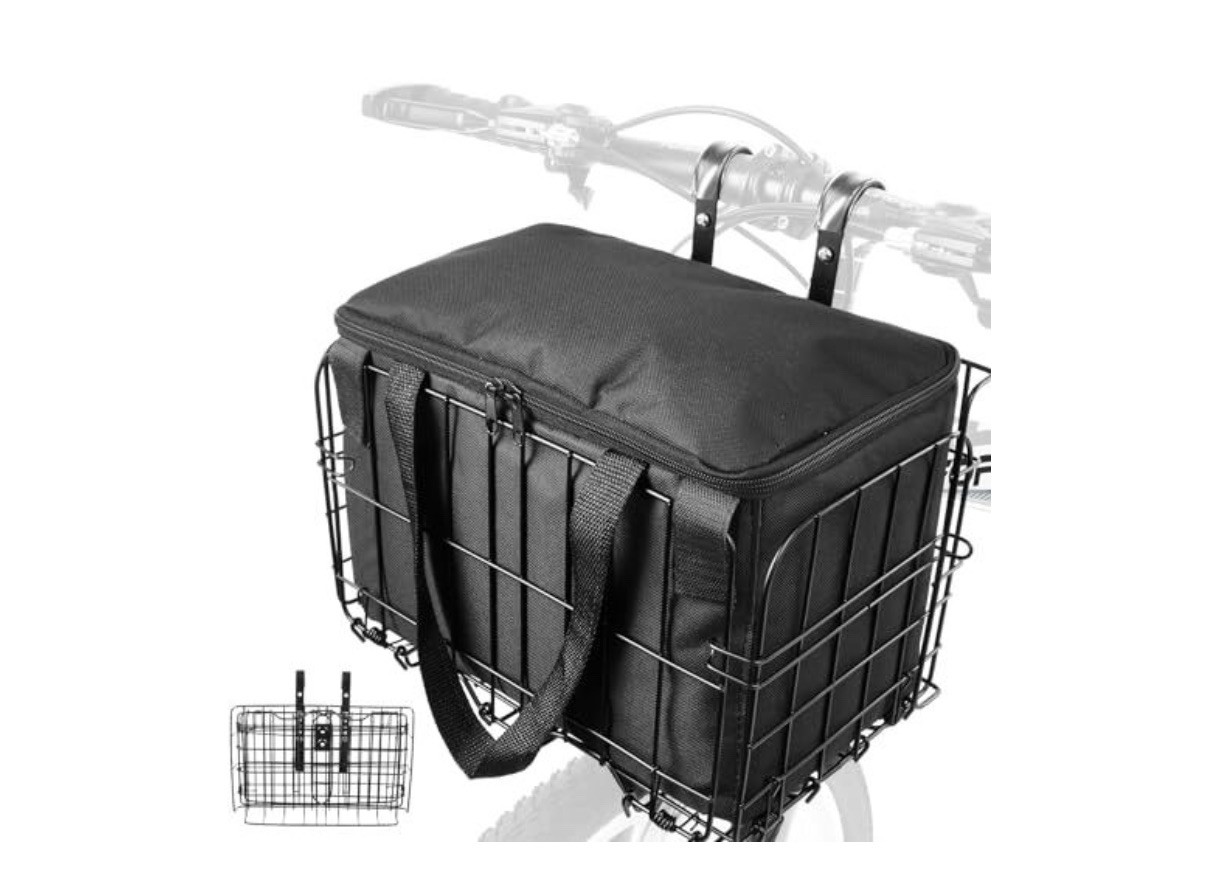 Bike Basket Front Folding Bicycle Basket with Removable Line